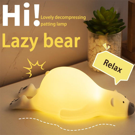 Cute Bear Silicone Night Light 3 Levels Atmosphere Table Lamp For Children Kid Bedroom Bedside Decor